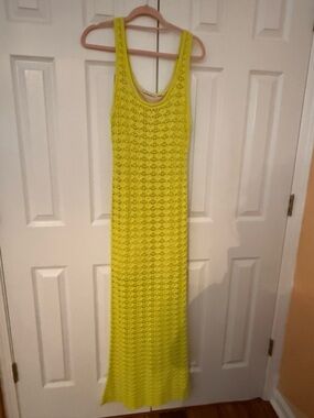 Alice + Olivia Neon Yellow Crochet Maxi Dress